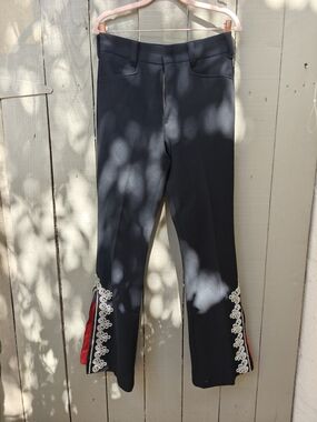 Black Pants with Red Side Accent and Lace Trim- Matador Esque